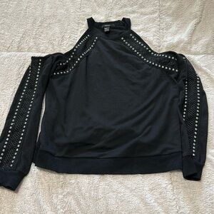 F21 black stuffed cold shoulder top